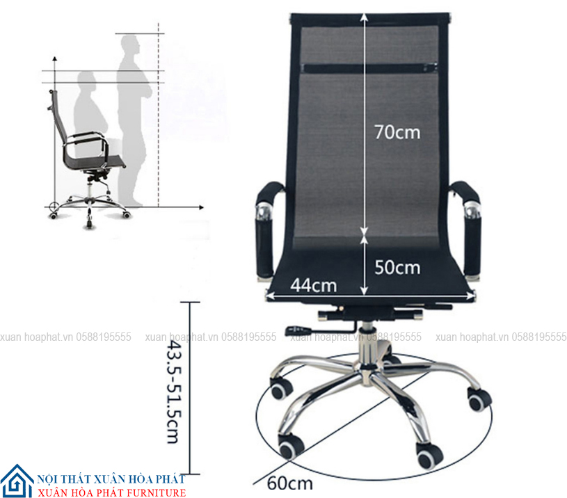 Ghế Lưng Lưới Cao Chân Xoay GX_206