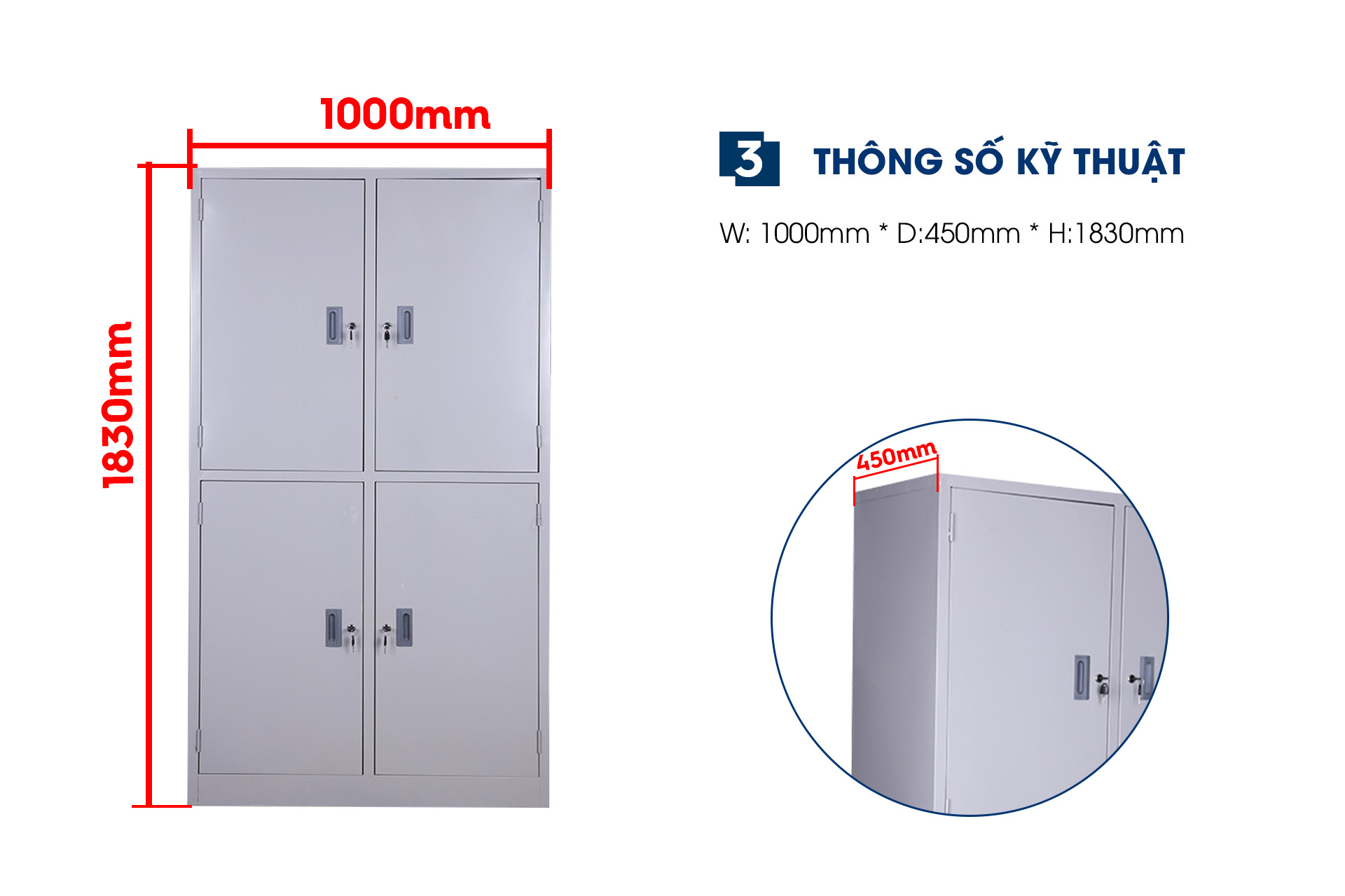 Tủ Tài Liệu, Tủ Văn Phòng 4 Cánh Sắt K4-CS