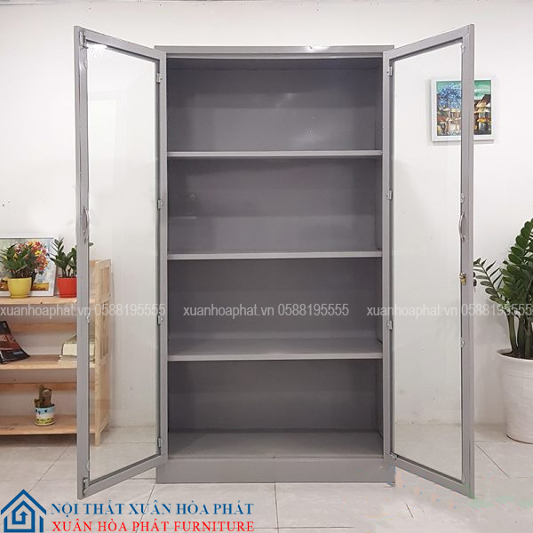 Tủ Hồ Sơ Sắt 2 Cánh Kính Trong Suốt K2S-CK