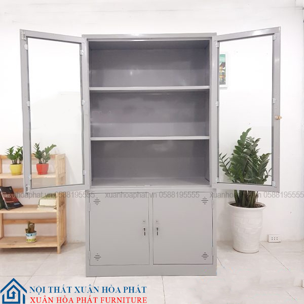 Tủ Tài Liệu, Tủ Sắt Văn Phòng 2 Cánh Kính Sơn Tĩnh Điện K3
