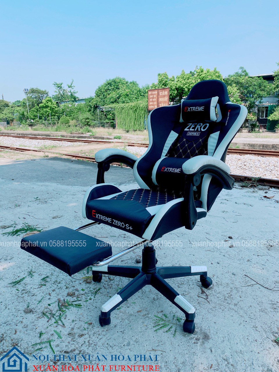 Ghế Gaming Zero S+ Gác Chân (WHITE - BLACK)