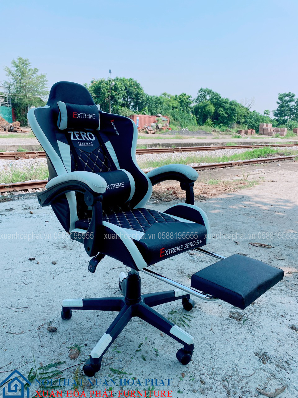 Ghế Gaming Zero S+ Gác Chân (WHITE - BLACK)