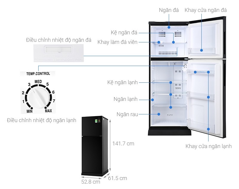 Tủ lạnh Aqua 189 lít AQR-T220FA(PB)
