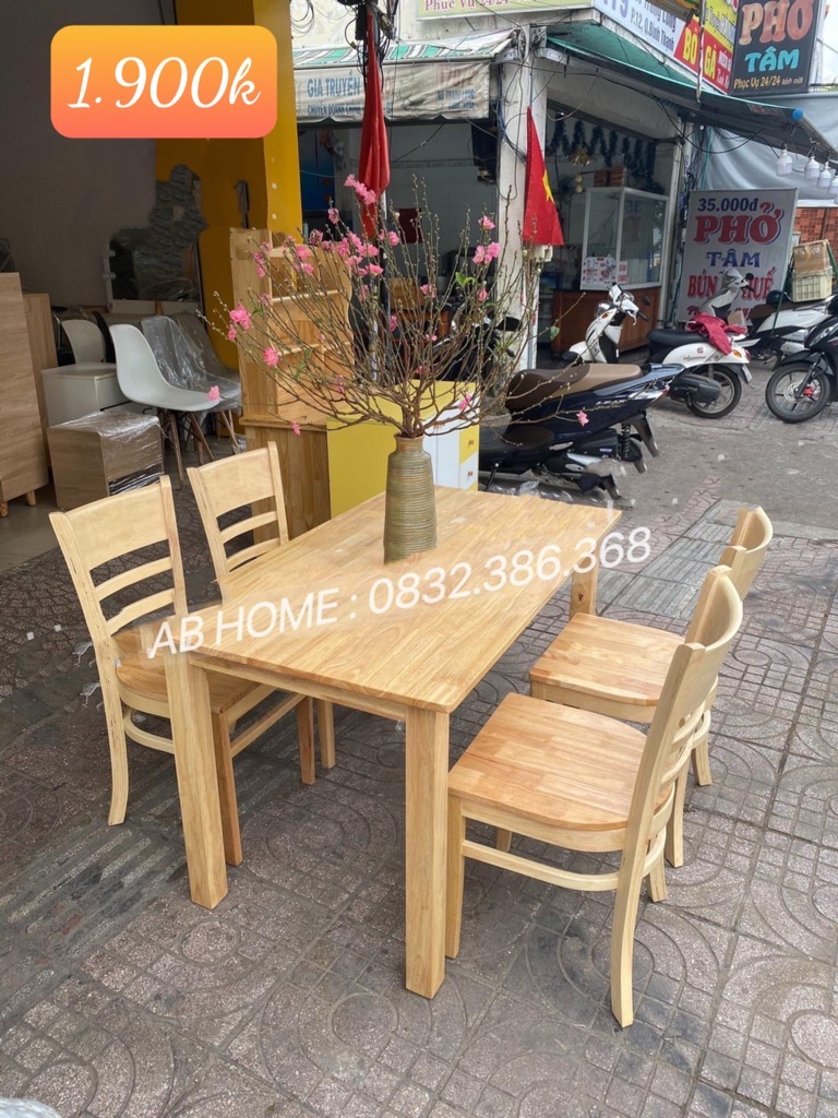 Bàn ăn mặt gỗ 60*1,2M