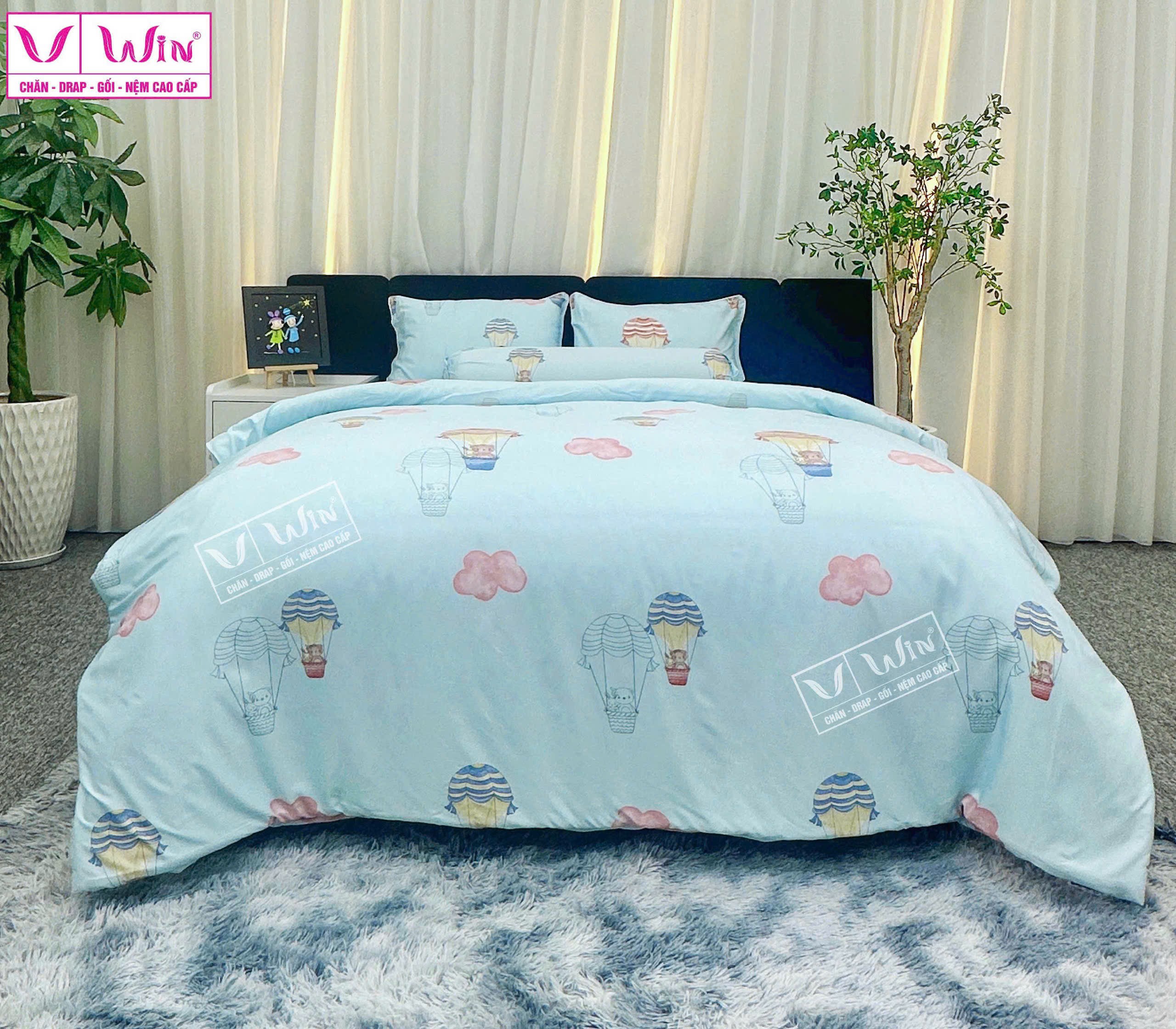 BỘ DRAP LỤA TENCEL 5 MÓN THẮNG LỢI HOẠ TIẾT