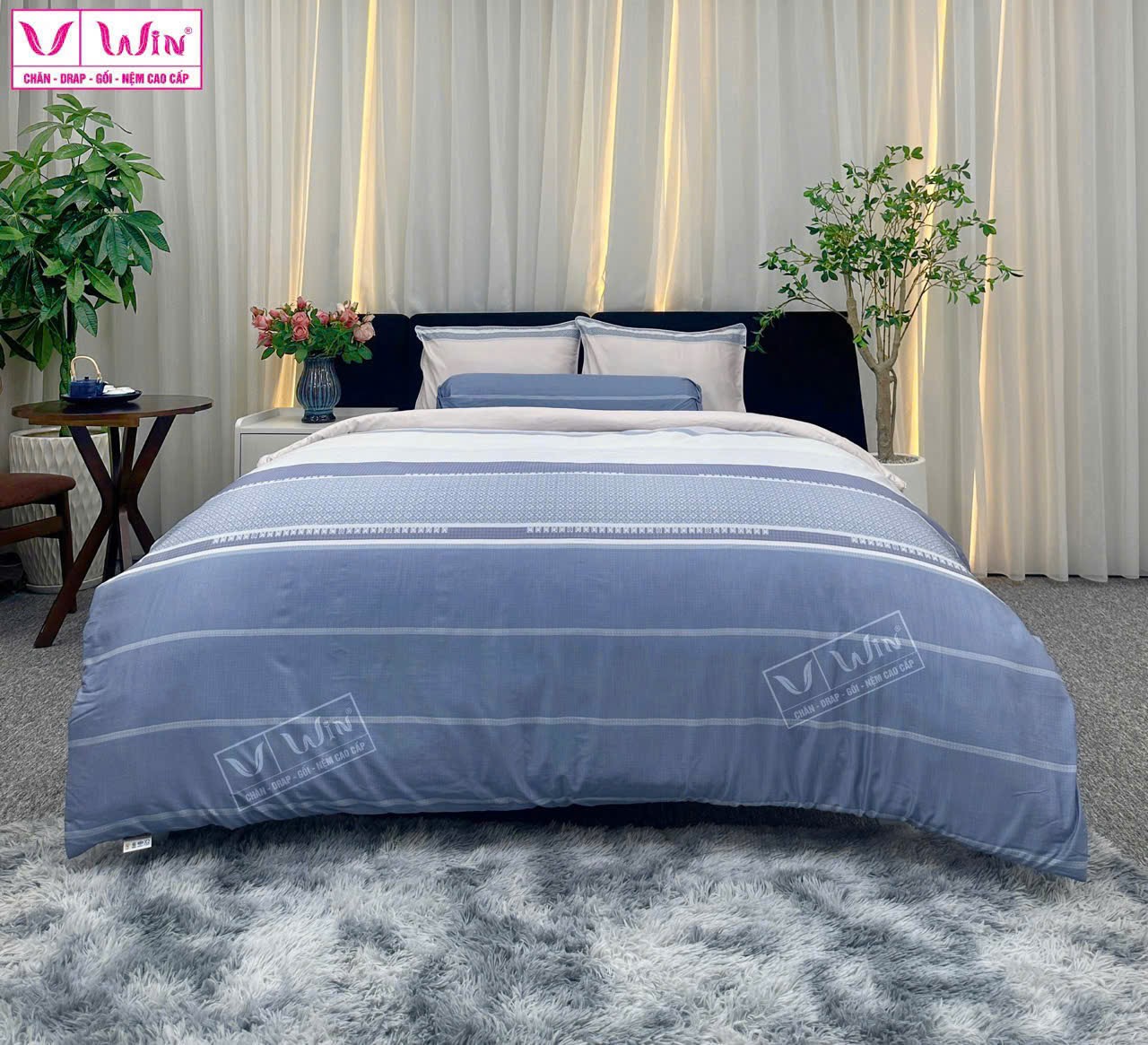 BỘ DRAP LỤA TENCEL 5 MÓN THẮNG LỢI HOẠ TIẾT
