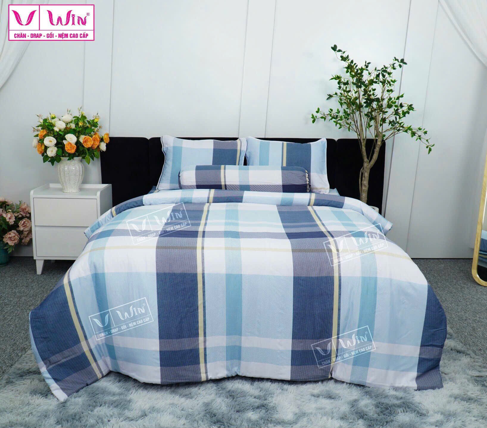 BỘ DRAP LỤA TENCEL 5 MÓN THẮNG LỢI HOẠ TIẾT