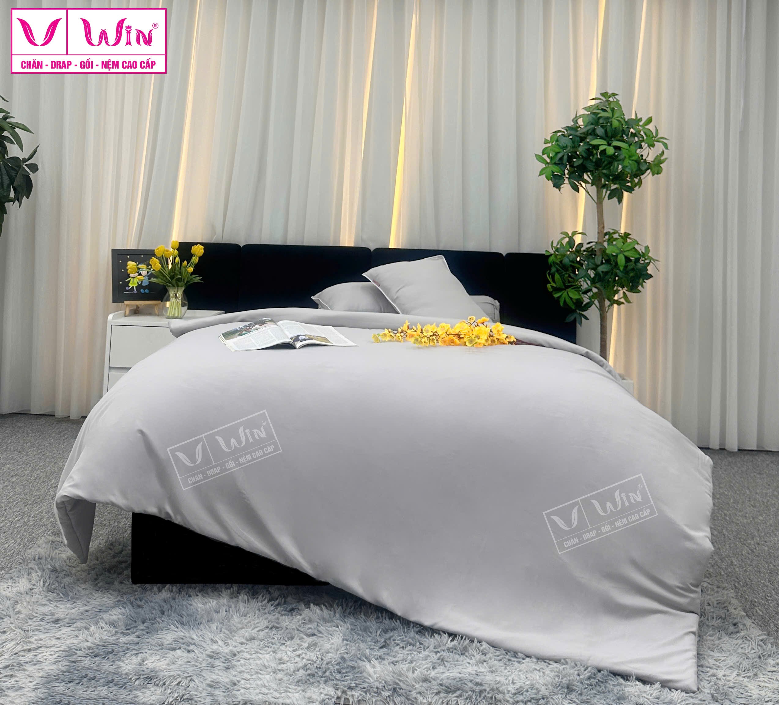 BỘ DRAP LỤA TENCEL 4 MÓN THẮNG LỢI TRƠN