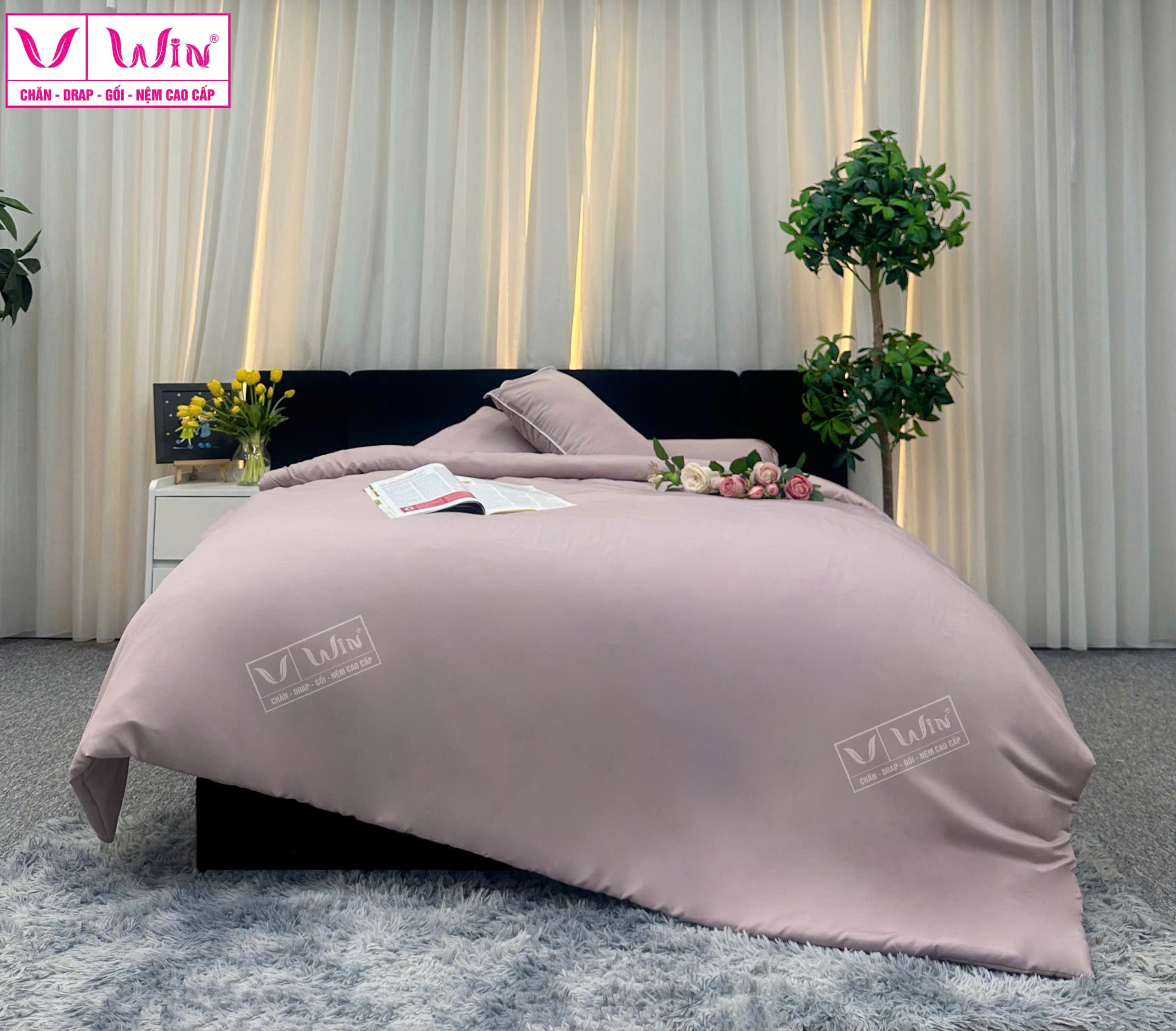 BỘ DRAP LỤA TENCEL 4 MÓN THẮNG LỢI TRƠN