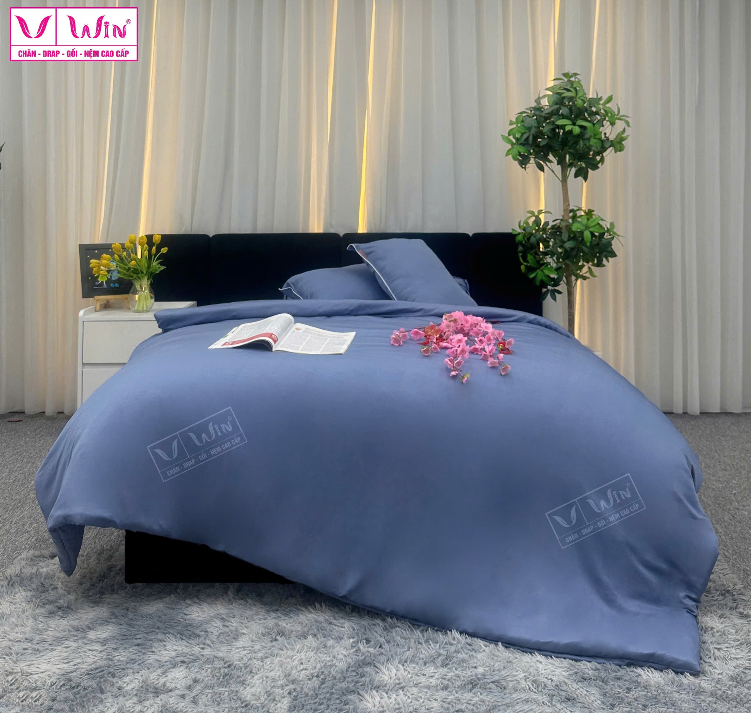BỘ DRAP LỤA TENCEL 4 MÓN THẮNG LỢI TRƠN