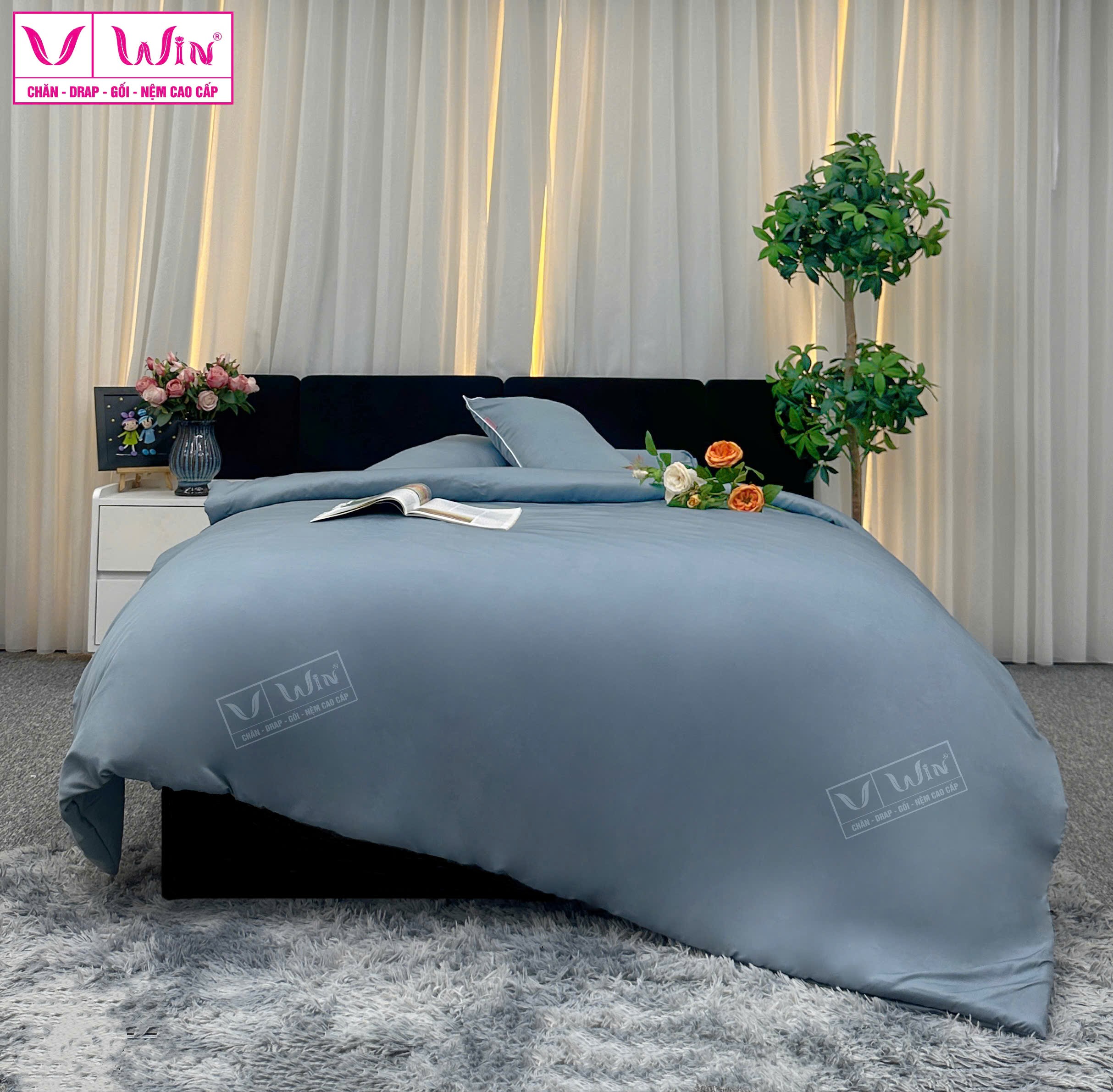 BỘ DRAP LỤA TENCEL 4 MÓN THẮNG LỢI TRƠN