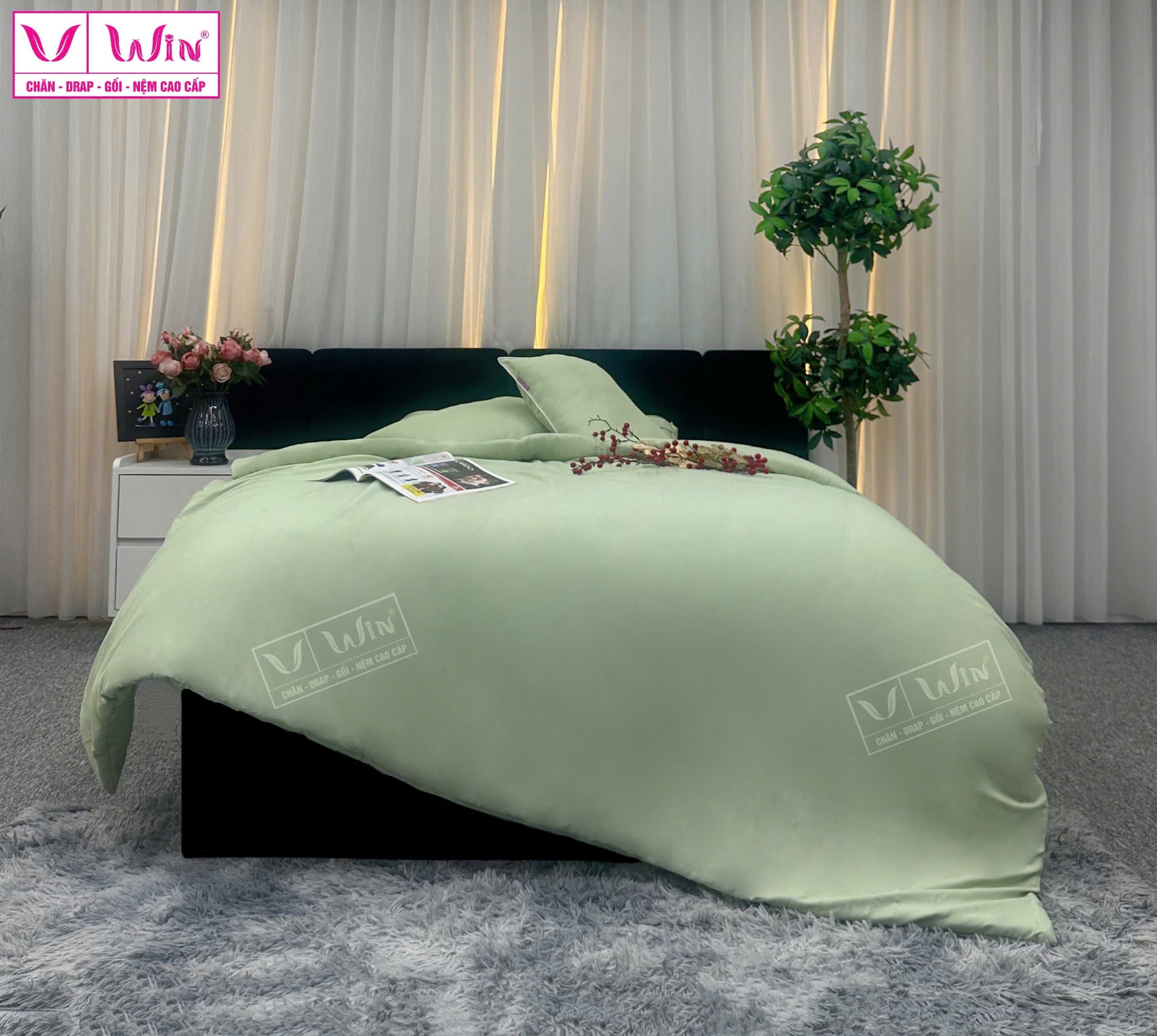 BỘ DRAP LỤA TENCEL 4 MÓN THẮNG LỢI TRƠN