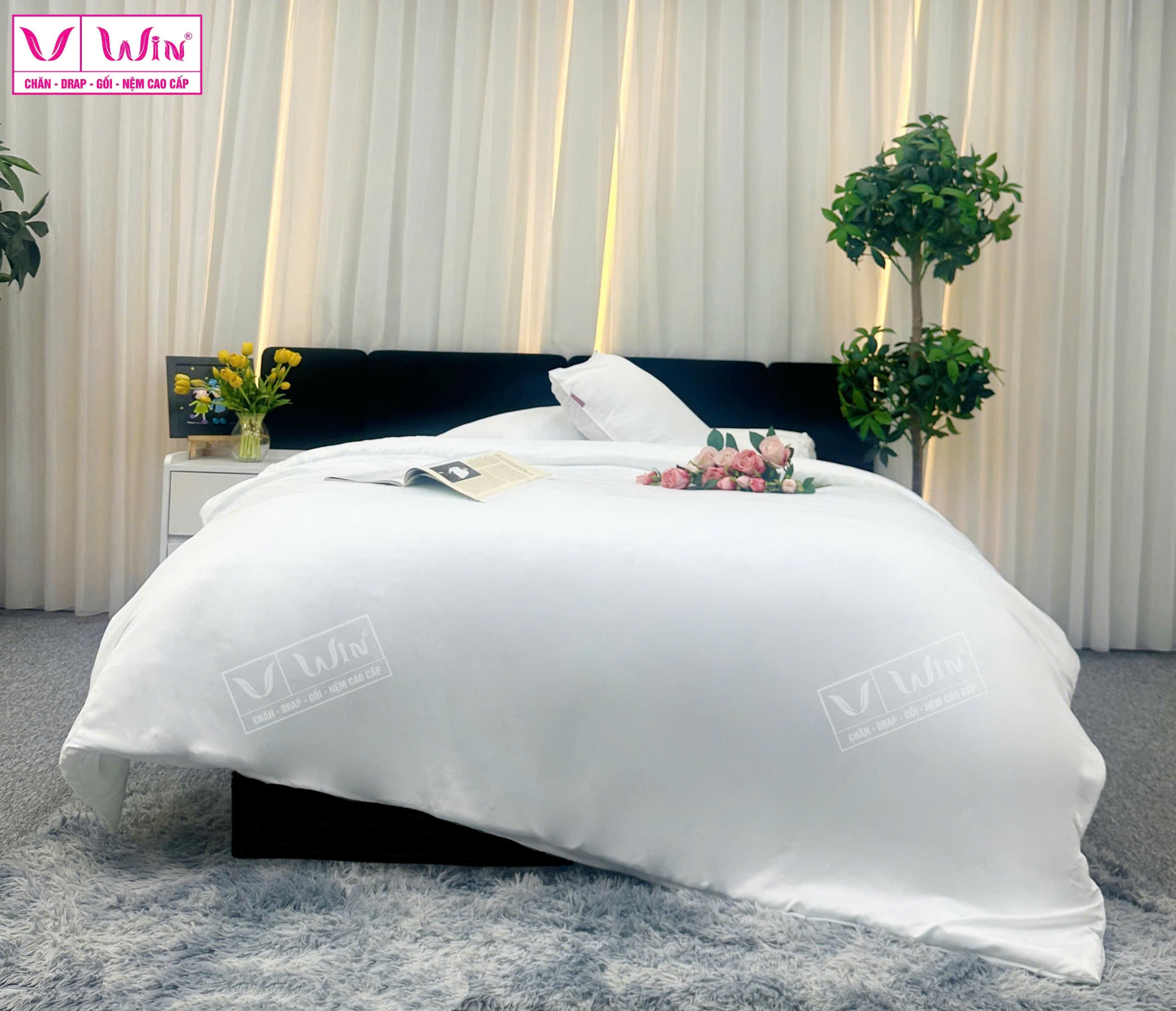BỘ DRAP LỤA TENCEL 4 MÓN THẮNG LỢI TRƠN