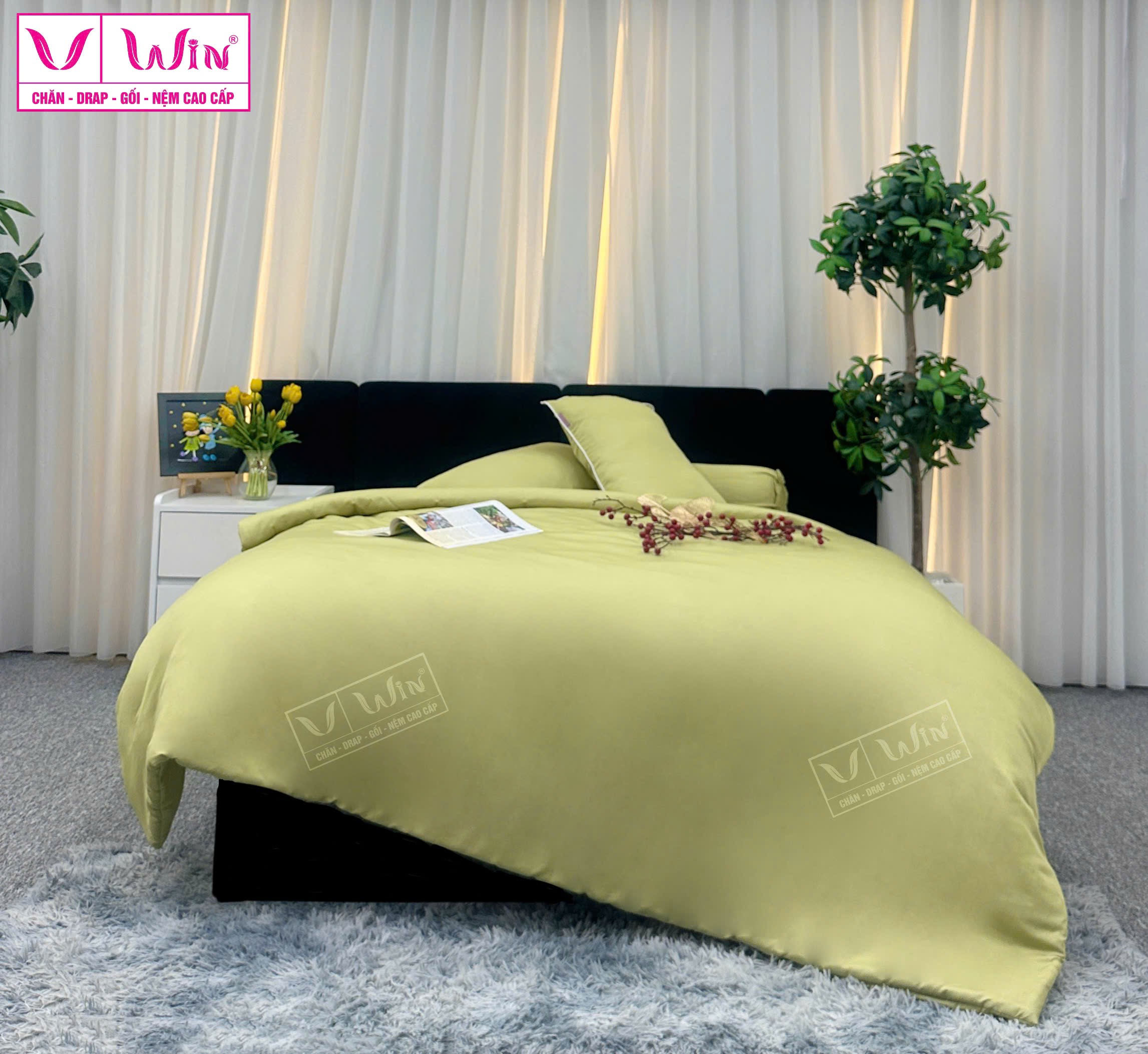 BỘ DRAP LỤA TENCEL 4 MÓN THẮNG LỢI TRƠN