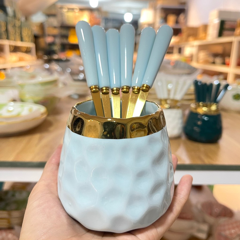 Giỏ thìa,dĩa viền vàng
