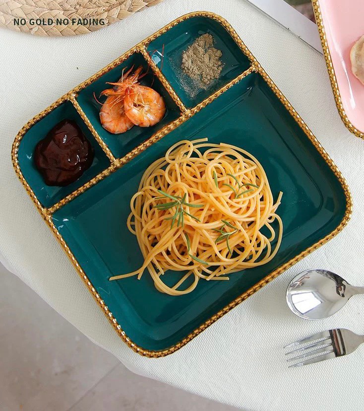 Khay 4 ngăn viền vàng