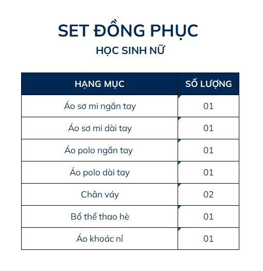 SET ĐỒNG PHỤC HỌC SINH NỮ NĂM HỌC 2026-2027