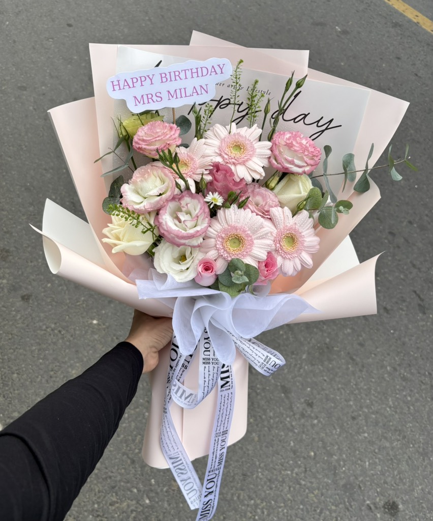 cát tường mix tone hồng