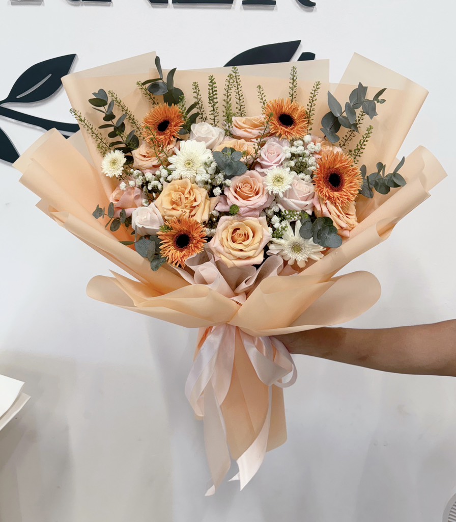 Bó Hoa Hồng mix Đồng Tiền, Cát Tường SP000127