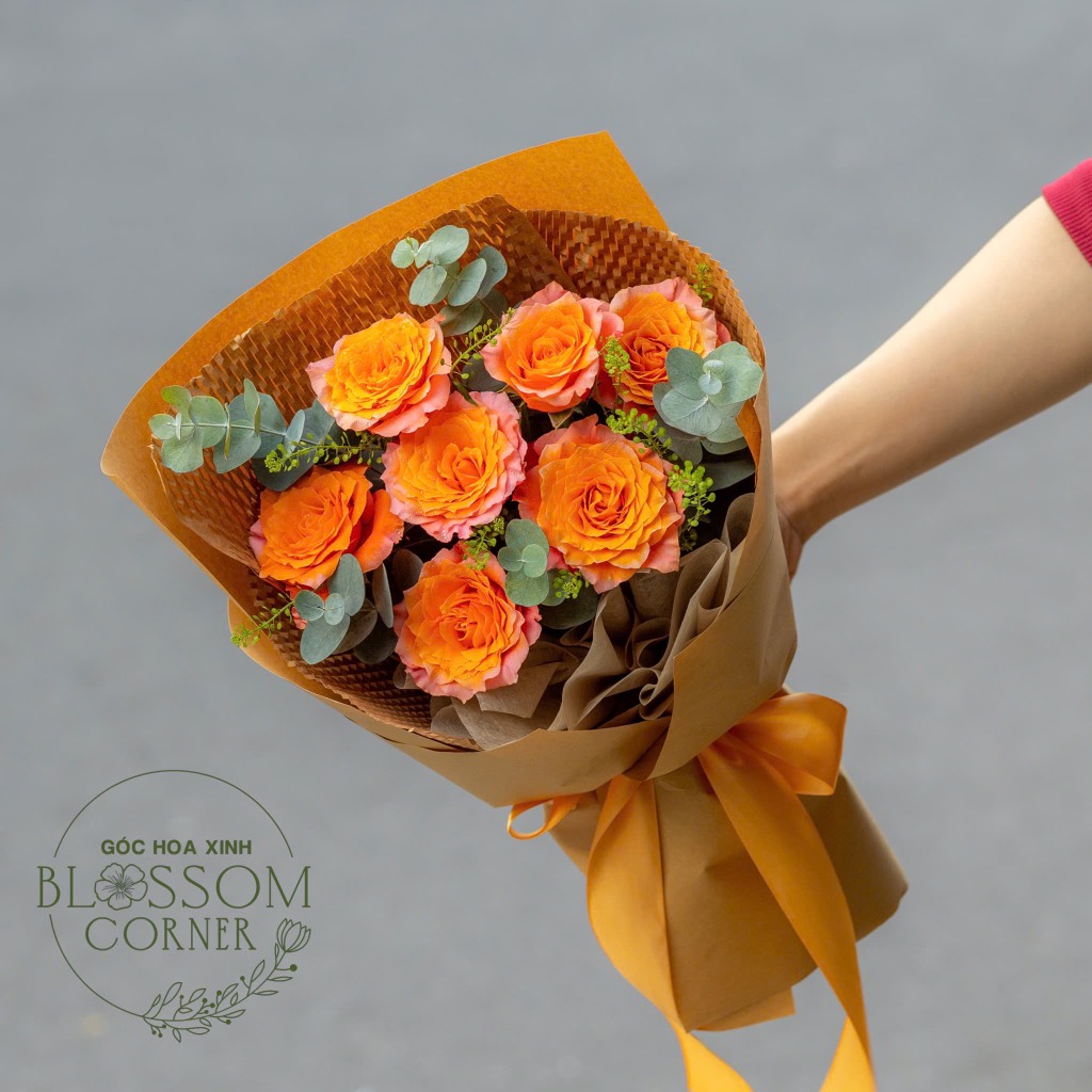 🧡 Bó Hoa Hồng Cam – Rực Rỡ & Tràn Đầy Năng Lượng