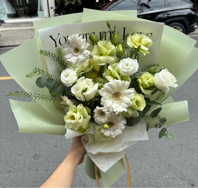 bó hoa cát tường mix đồng tiền