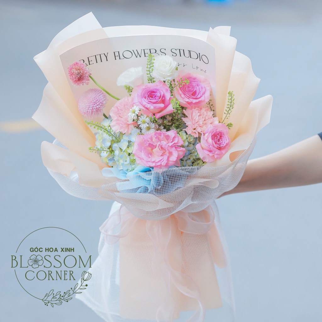 Bó Hoa Hồng Pastel Mix – Dịu Dàng & Ngọt Ngào Như Ánh Mây