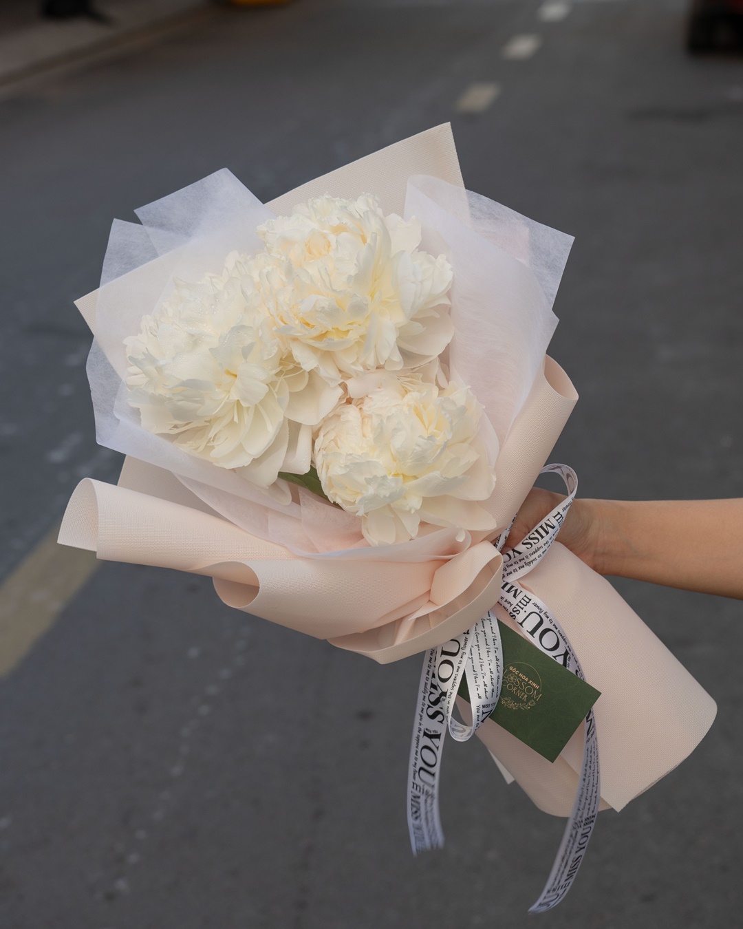 Bó Mẫu Đơn “Dịu Dàng Như Ánh Sớm” – Peony trắng thanh khiết