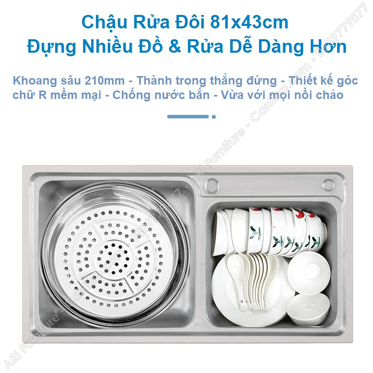 Chậu Rửa Chén 81x43cm - inox 304