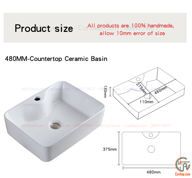 Lavabo Đặt Bàn L3084B Trắng