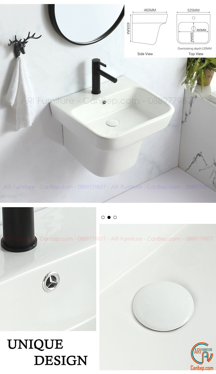 Lavabo Nguyên Khối Treo LWB10 Trắng