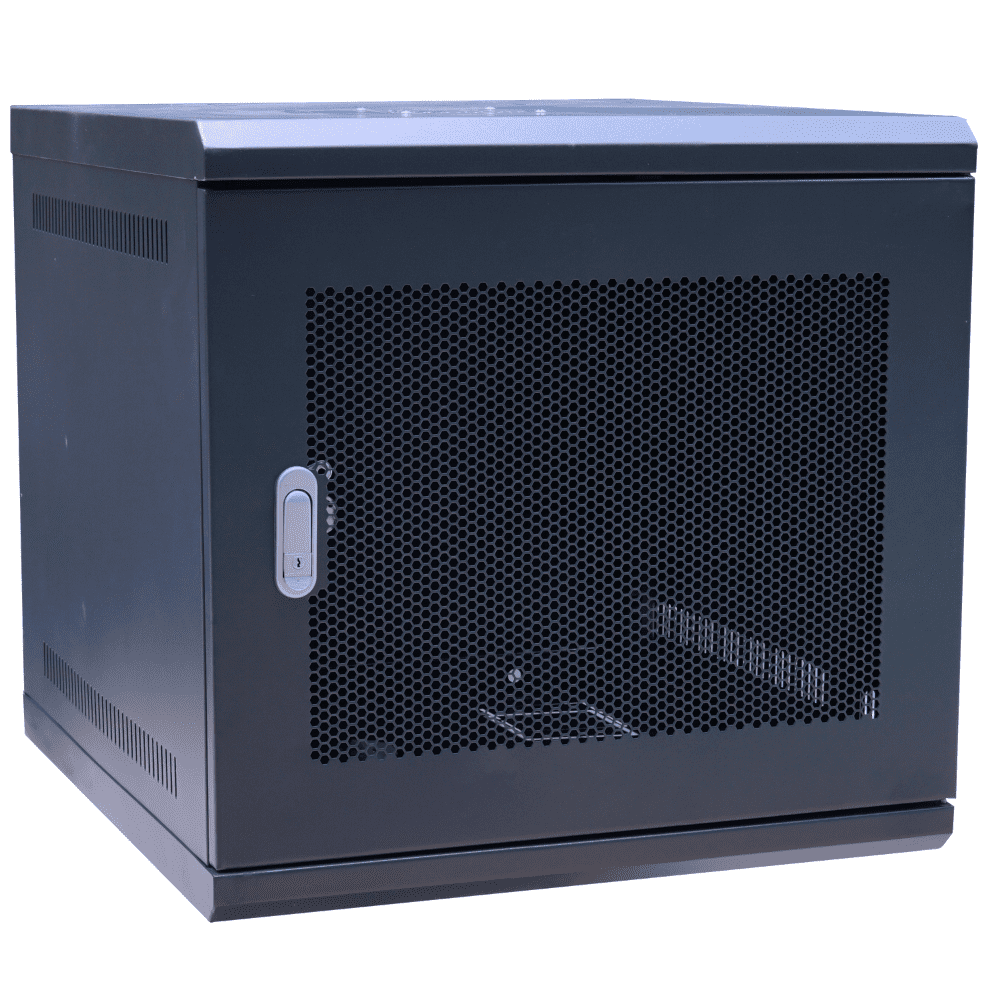 Tủ RACK 9U treo tường D450. Cửa Mica hoặc Cửa Lưới màu Đen