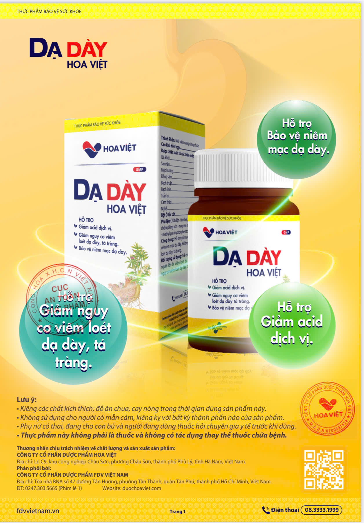 Thực phẩm bảo vệ sức khỏe Dạ Dày Hoa Việt