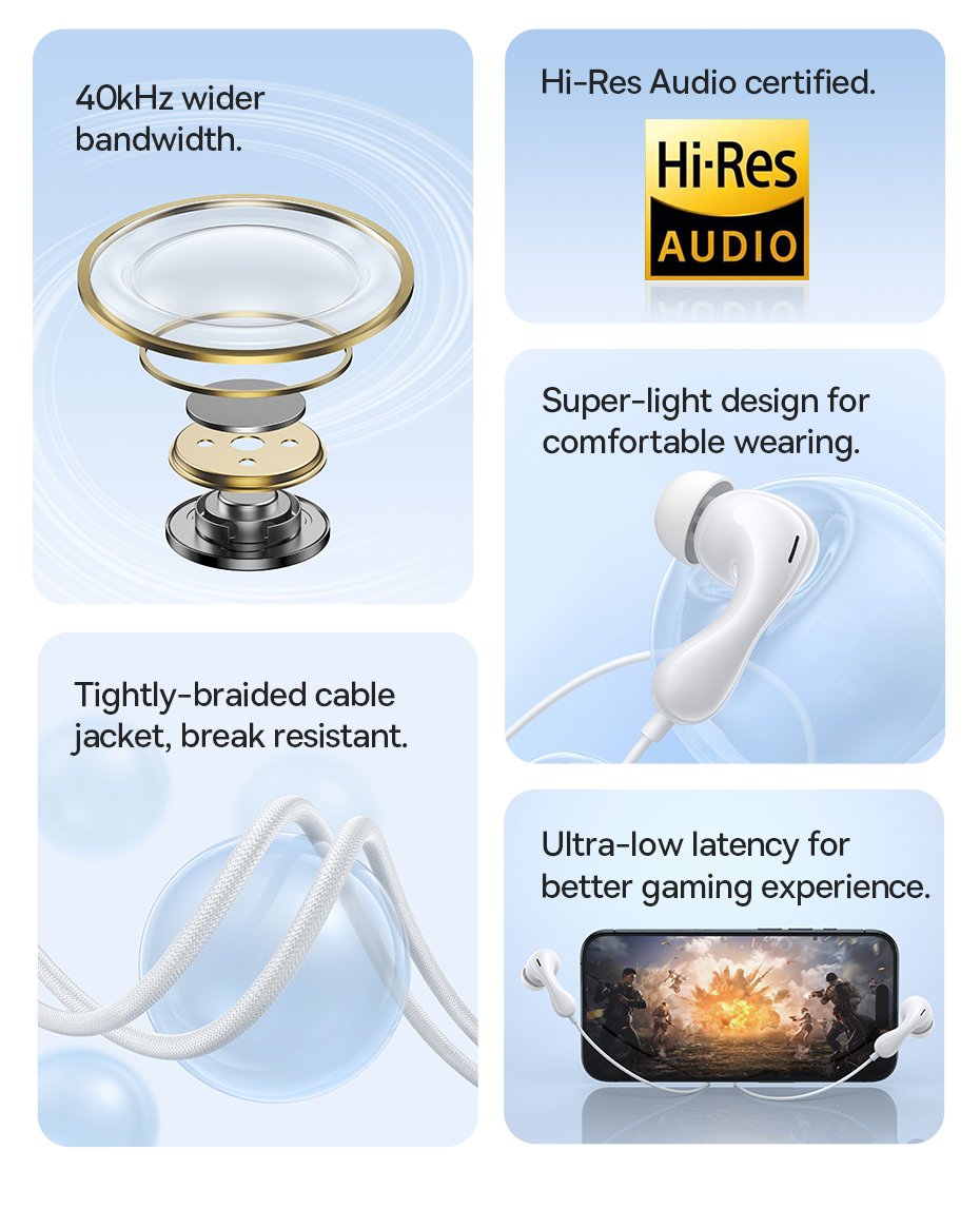 Tai nghe Baseus Encok HZ20 Wired Earphones Cluster Black