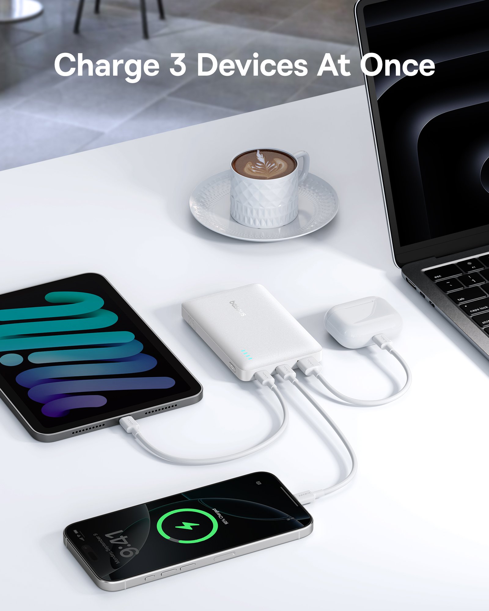 Pin Dự Phòng Baseus EnerFill FP21 10000mAh 22.5W (3-Port) - WHITE