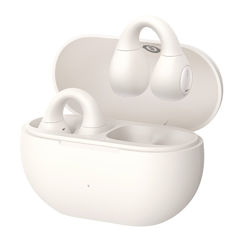 Tai nghe Bluetooth OWS OS-Baseus Bass 15 Clip Open-Ear True Wireless Earphones Stellar White (With: Simple charging cable Type-C 3A 0.3m White-Baseus new logo)