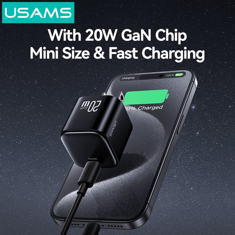 USAMS CC267 20W GaN Mini Fast Charger (US) - JC Series - White