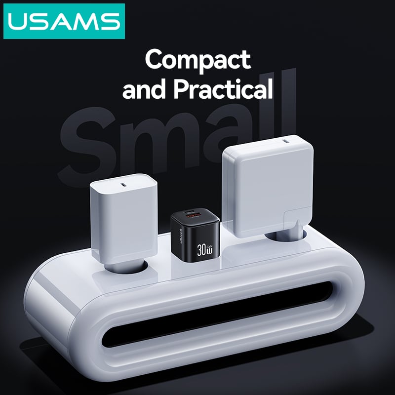 USAMS CC270 30W GaN Mini A+C Dual Ports Fast Charger (US) - JC Series - Black