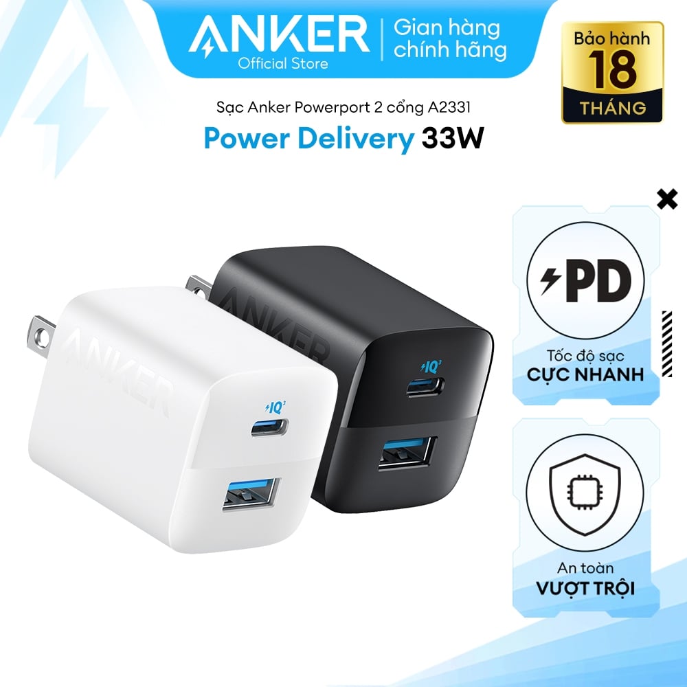 Củ Sạc Nhanh C+A ANKER A2331 33W - BLACK