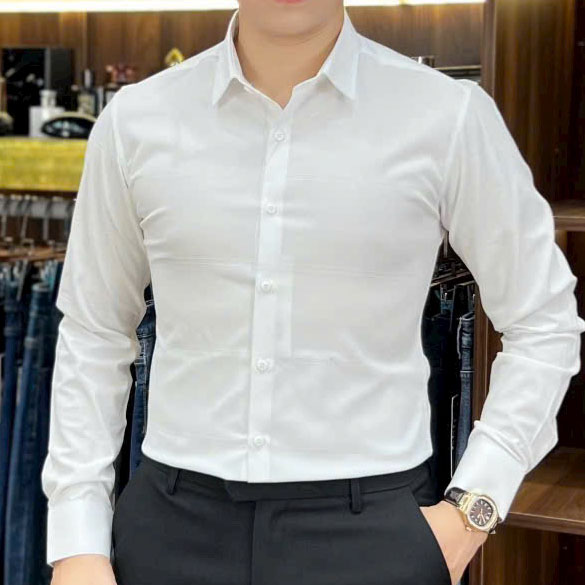 Sơ mi trắng kẻ chìm cao cấp SM-66687
