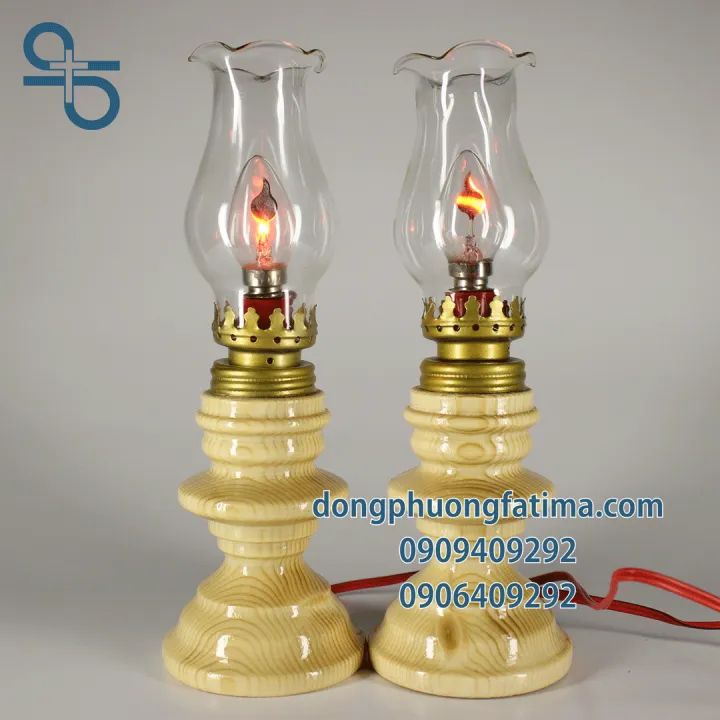 2 CÂY ĐÈN DẦU ĐIỆN (20CM) (Màu Gỗ Vàng Cát)