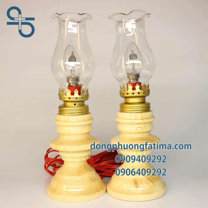 2 CÂY ĐÈN DẦU ĐIỆN (20CM) (Màu Gỗ Vàng Cát)