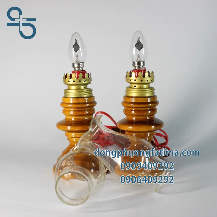 2 CÂY ĐÈN DẦU ĐIỆN 20CM (MÀU GỖ NÂU TRẦM)