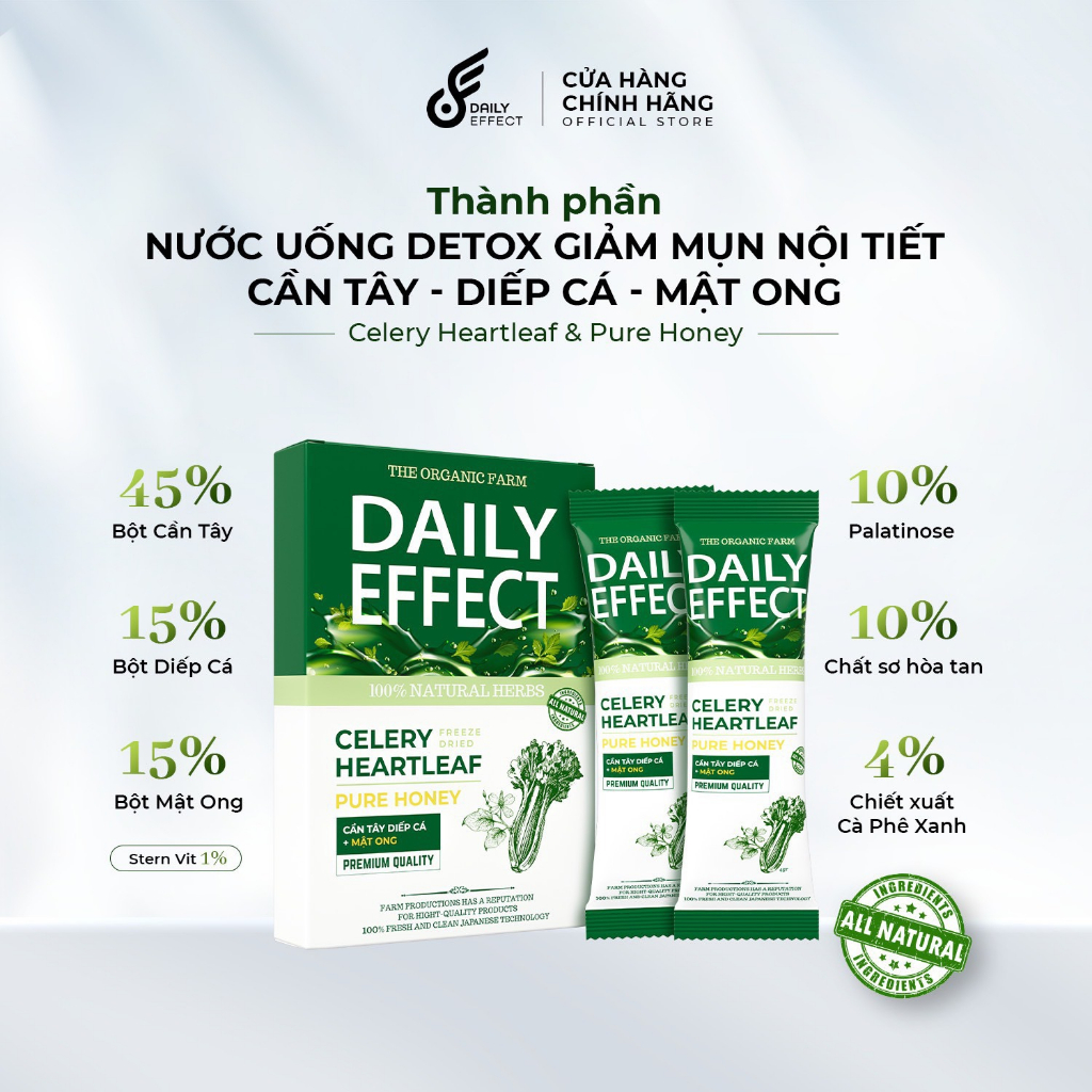 Bột Cần Tây, Diếp Cá, Mật Ong Daily Effect Nước Uống Giảm Mụn