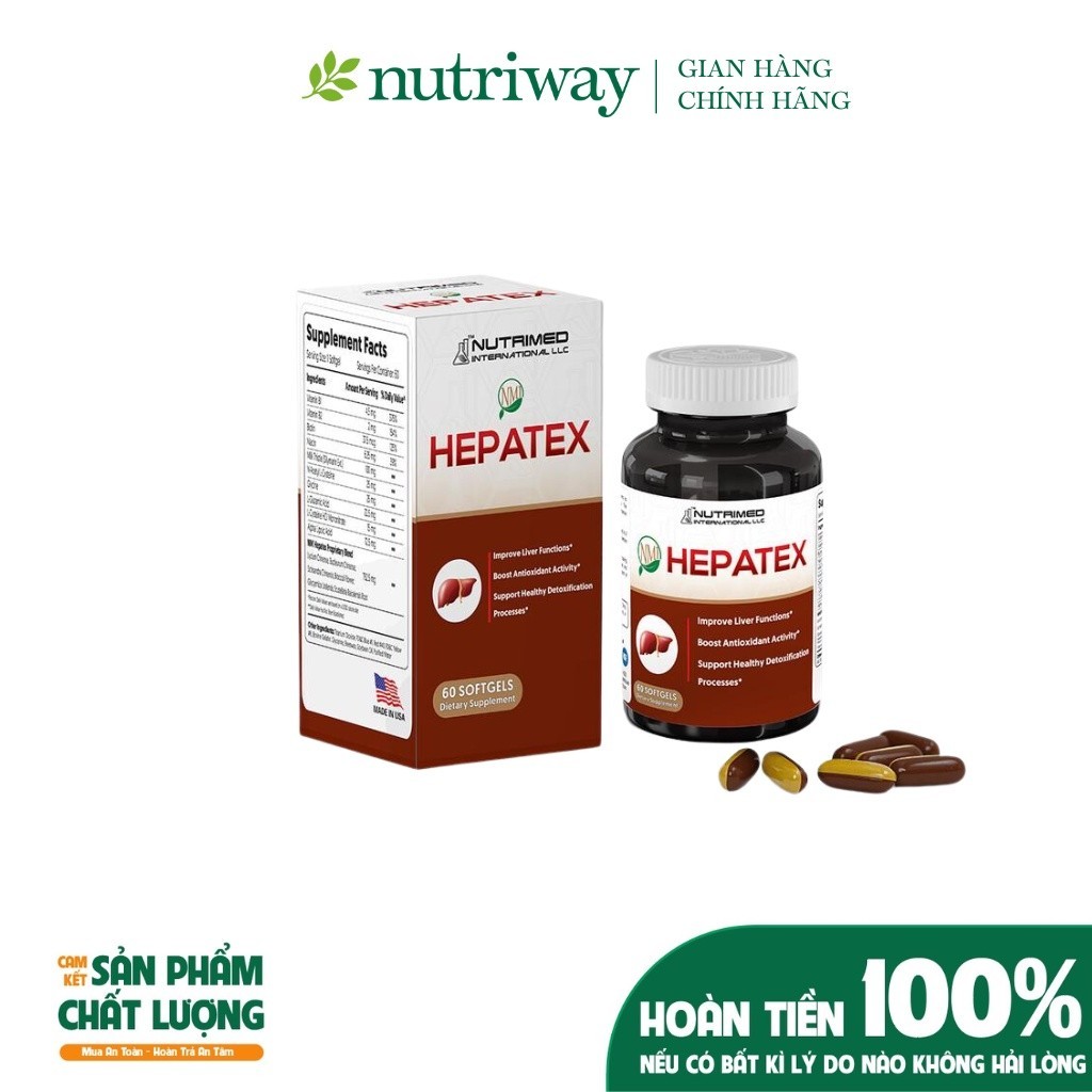 Thực phẩm bổ sung sức khỏe NMI - HEPATEX Nutriway 60 viên hỗ trợ giải độc gan, bảo vệ gan