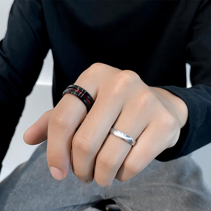 Nhẫn Black Titan BTR-6 thời trang Unisex Titan đen 24Z Store - Full box