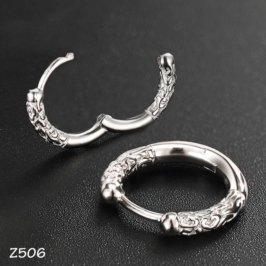 Khuyên tai Nam Gậy như ý Z506 2 màu Đen Bạc 24Z Store (1 chiếc)