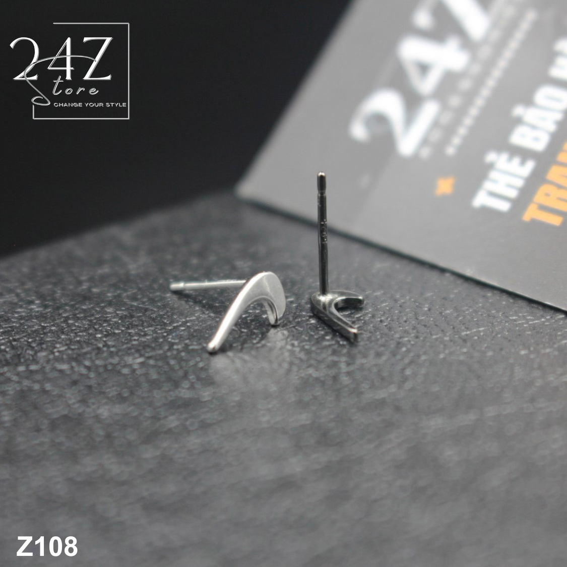 Khuyên tai Nike Bạc S925 Z108 - 2 màu Đen, Bạc (1 chiếc)