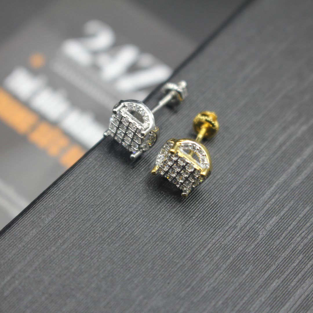 Khuyên tai Nụ trụ tròn đính đá mạ Vàng Z407 2 màu Vàng, Bạc 24Z Store (1 chiếc)
