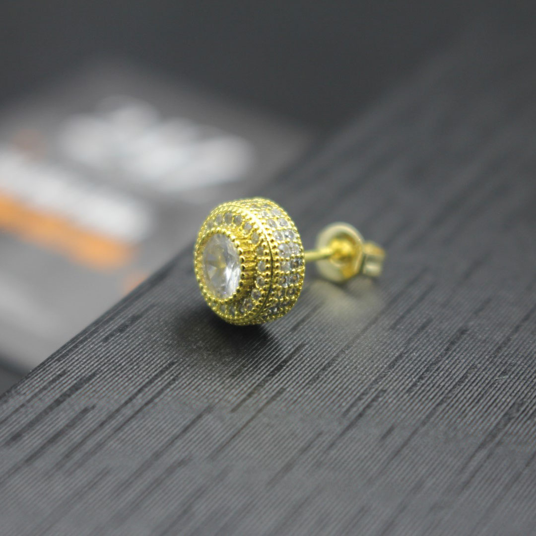 Khuyên tai Nụ trụ tròn  đính đá mạ Vàng Z406 2 màu Vàng, Bạc 24Z Store (1 chiếc)