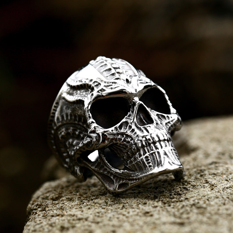 Nhẫn Skull Gothic Titan RR766  màu Bạc Thái